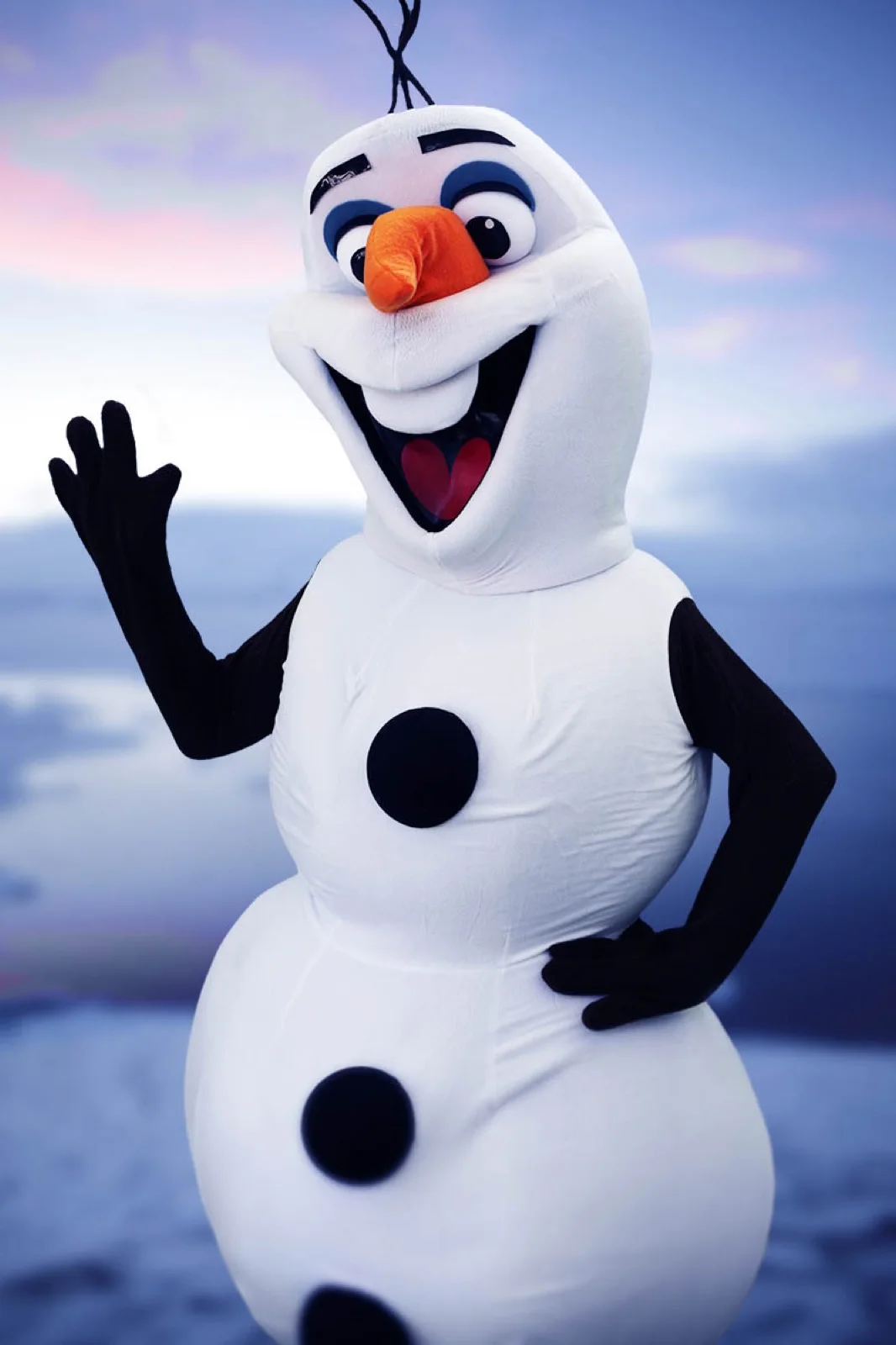 Snowman party character in Chicago