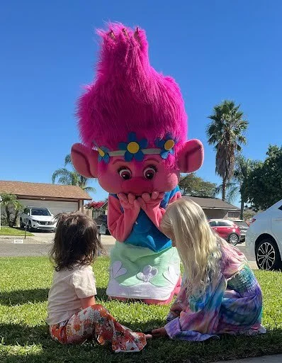 Pink Troll party character in Chicago